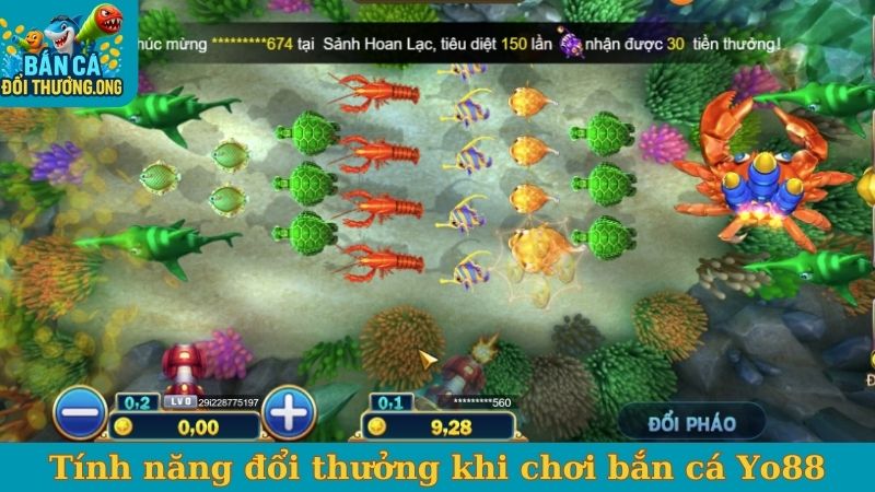 Tính năng đổi thưởng khi chơi bắn cá Yo88