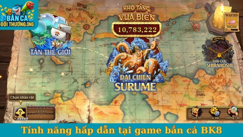 Tính năng hấp dẫn tại game bắn cá BK8